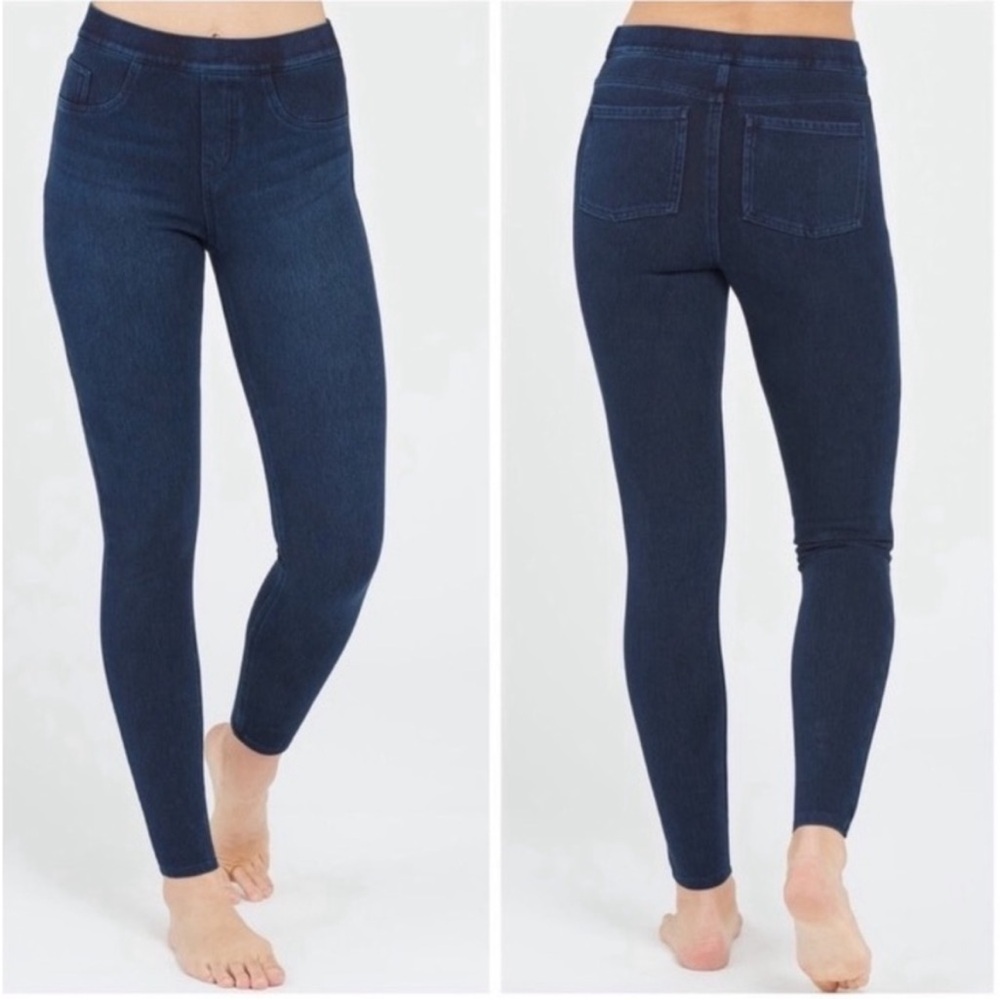 Spanx Jeanish leggings skinny denim stretch pants Sz L pull on casual